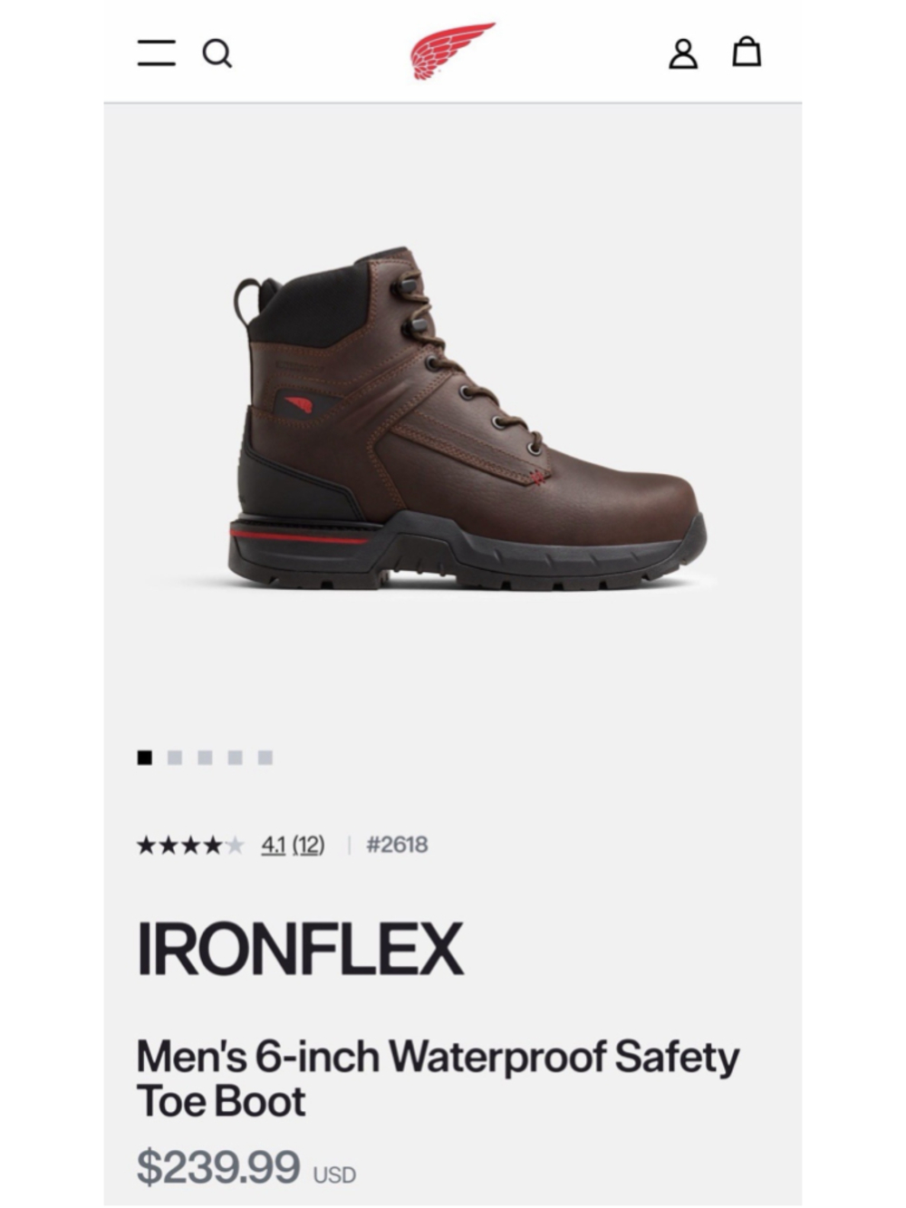 Red Wing IronFlex 2618 Men’s 10.5 D Waterproof Safety Toe Work Boots